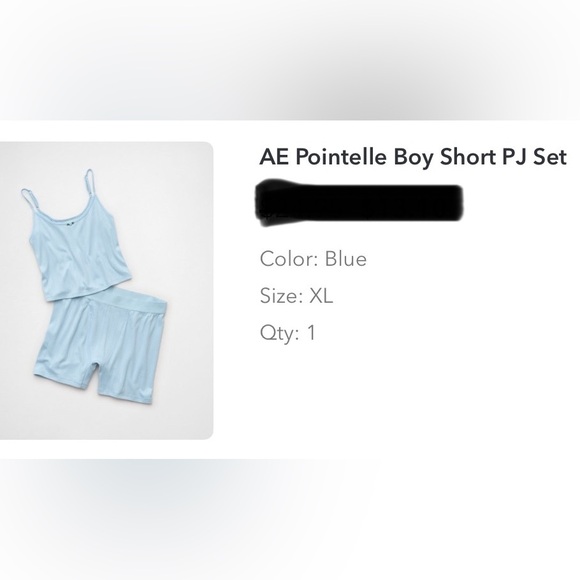 AE Pointelle Boy Short PJ Set in Blue - Picture 2 of 2